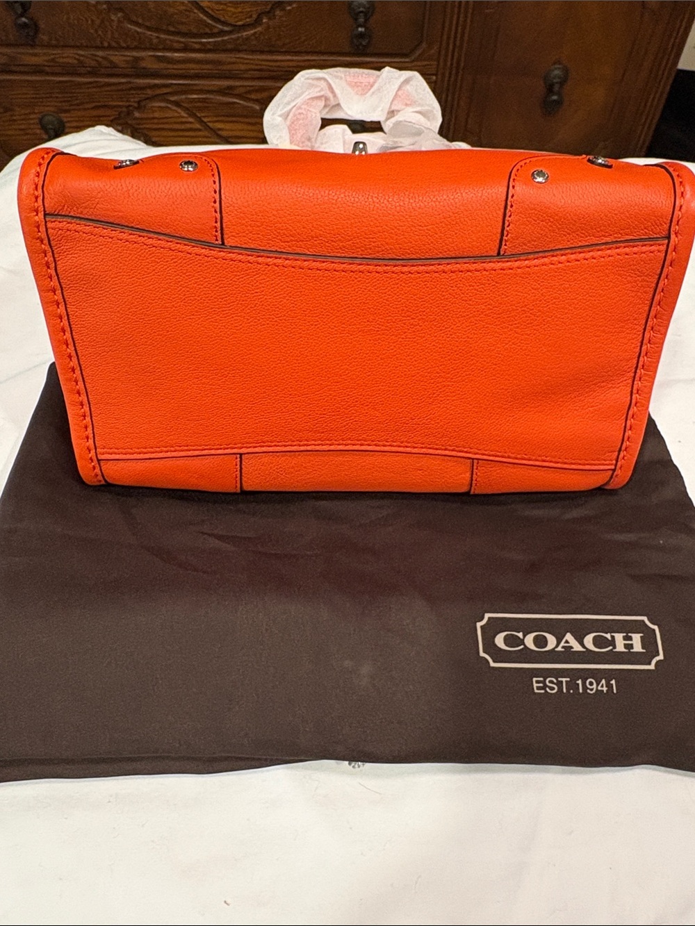 NWT Coach Rhyder Coral Leather Satchel with Turn-Lock Detail No 33690 - Picture 5 of 14